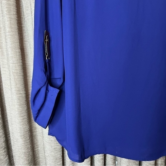 Zac & Rachel Purple Flowy Cuffed Sleeve Tunic Blouse Size Large - Picture 11 of 16